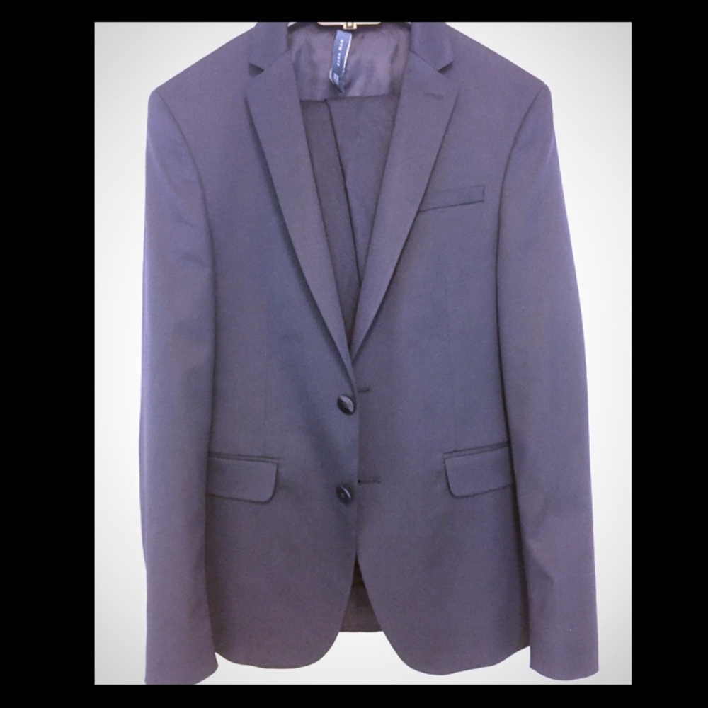 Zara Navy Blue Suit Jacket and Pants
